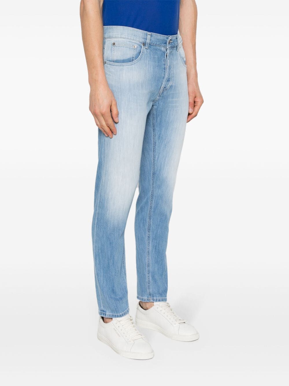 Dondup Faded Five-pocket Jeans With Belt Loops In Blue
