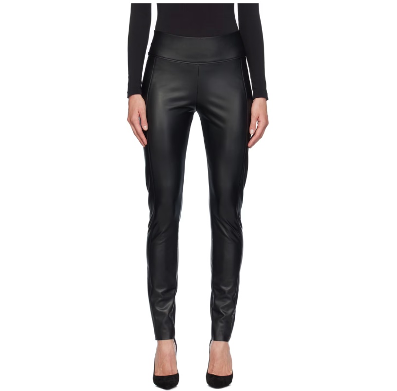 Wolford Black Edie Forming Faux-leather Leggings In Black
