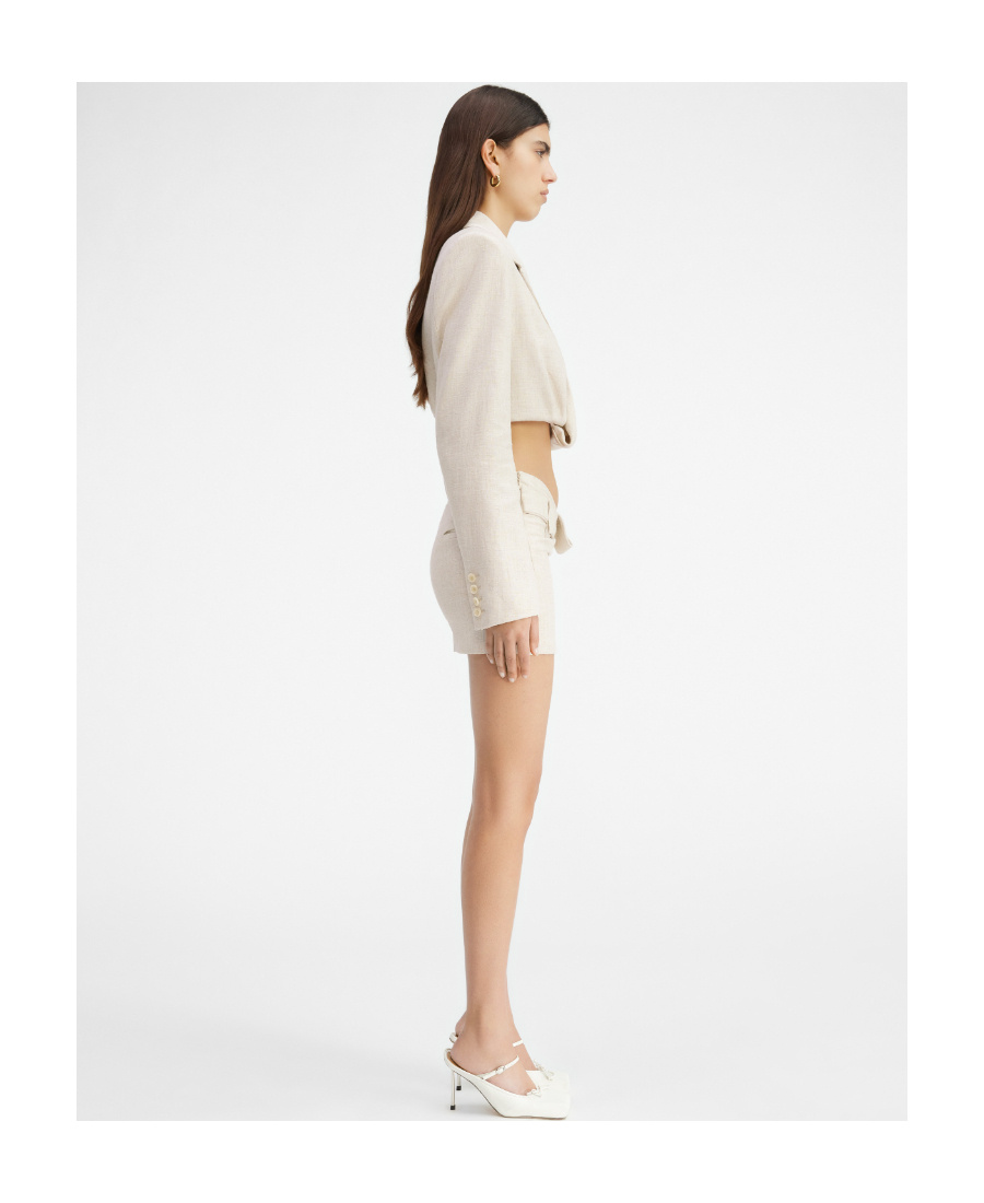Jacquemus Short Suit Jacket With Crimped Edge In White