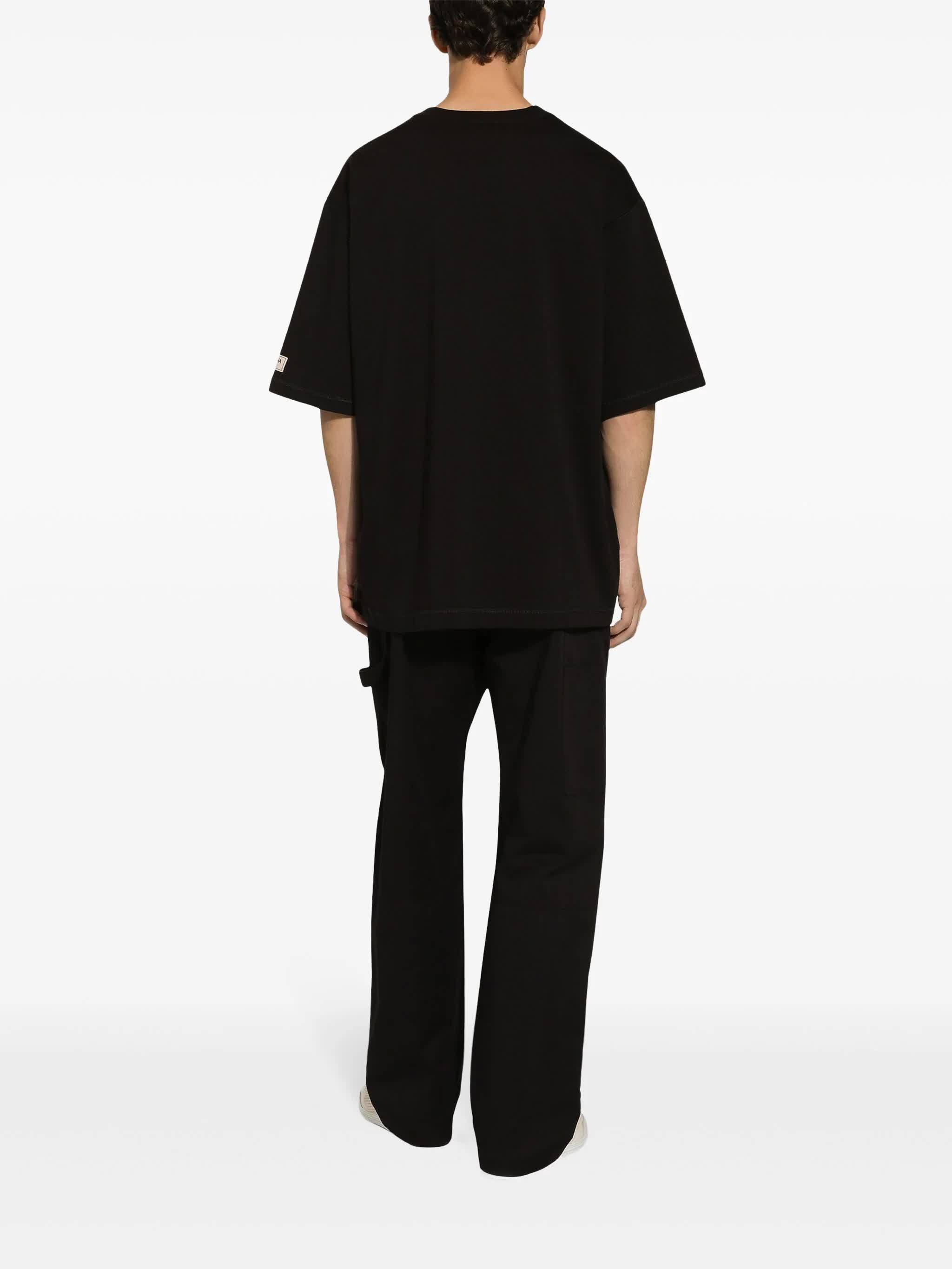 Dolce & Gabbana Black T-shirt With Logo Lettering Print In Black
