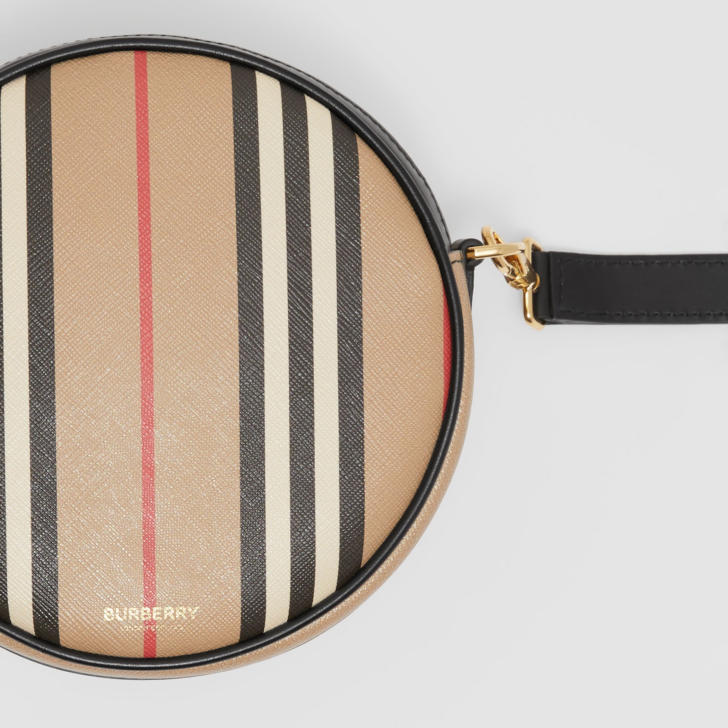 Shop Burberry Icon Stripe E-canvas Louise Bag In Nude