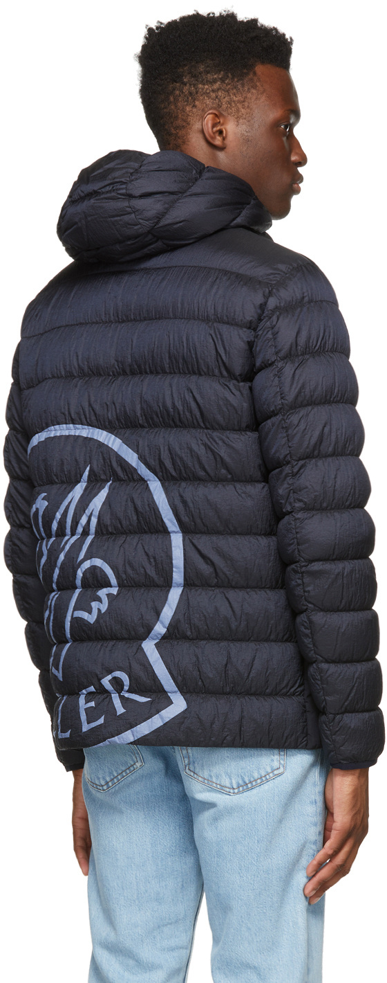 Shop Moncler Hooded Quilted Down Jacket In Blue