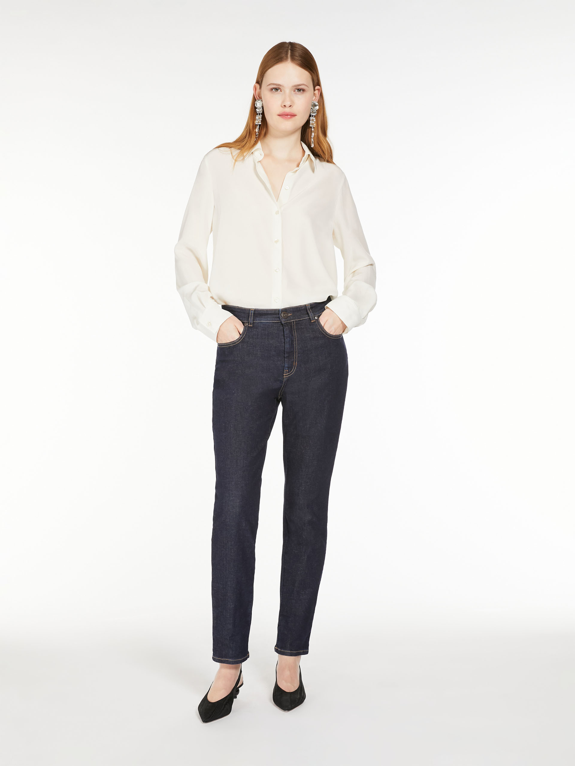 Weekend Max Mara Point-collar Gathered-cuff Shirt In White