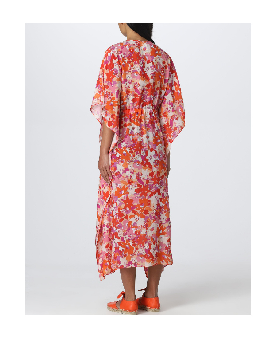 Max Mara A Printed Rope-drawn Waist Dress In Pink