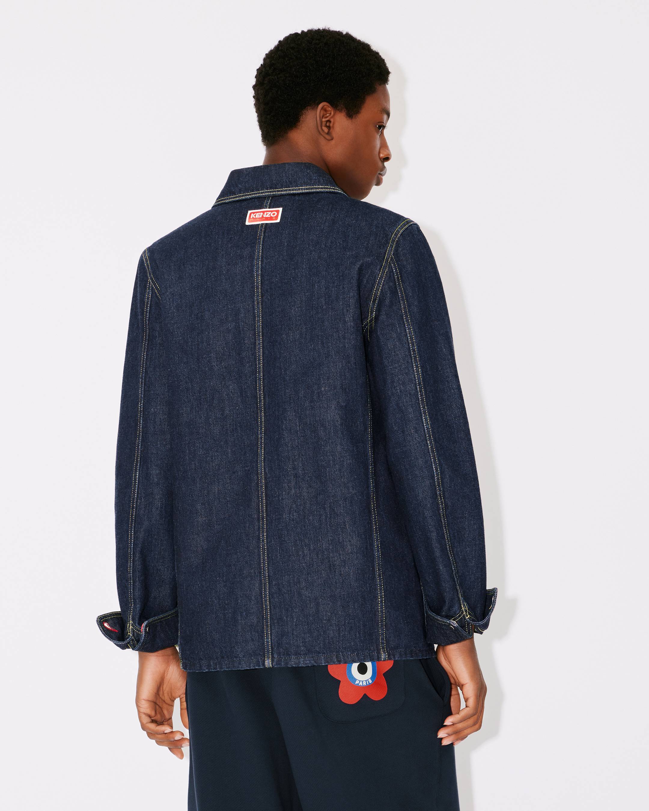 Shop Kenzo ' Target' Denim Workwear Jacket In Blue