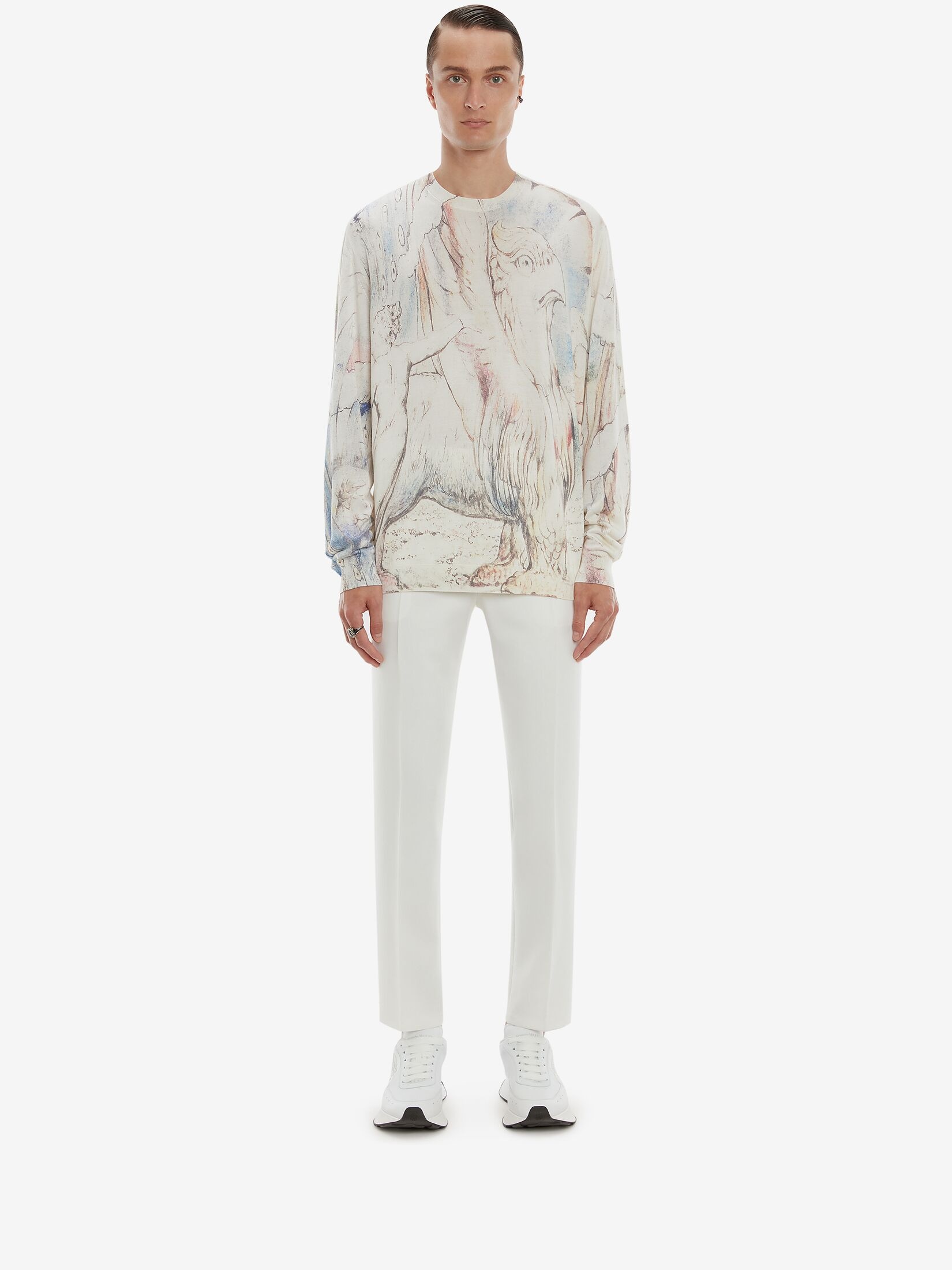 Alexander Mcqueen William Blake Dante-print Crew-neck Jumper In Nude