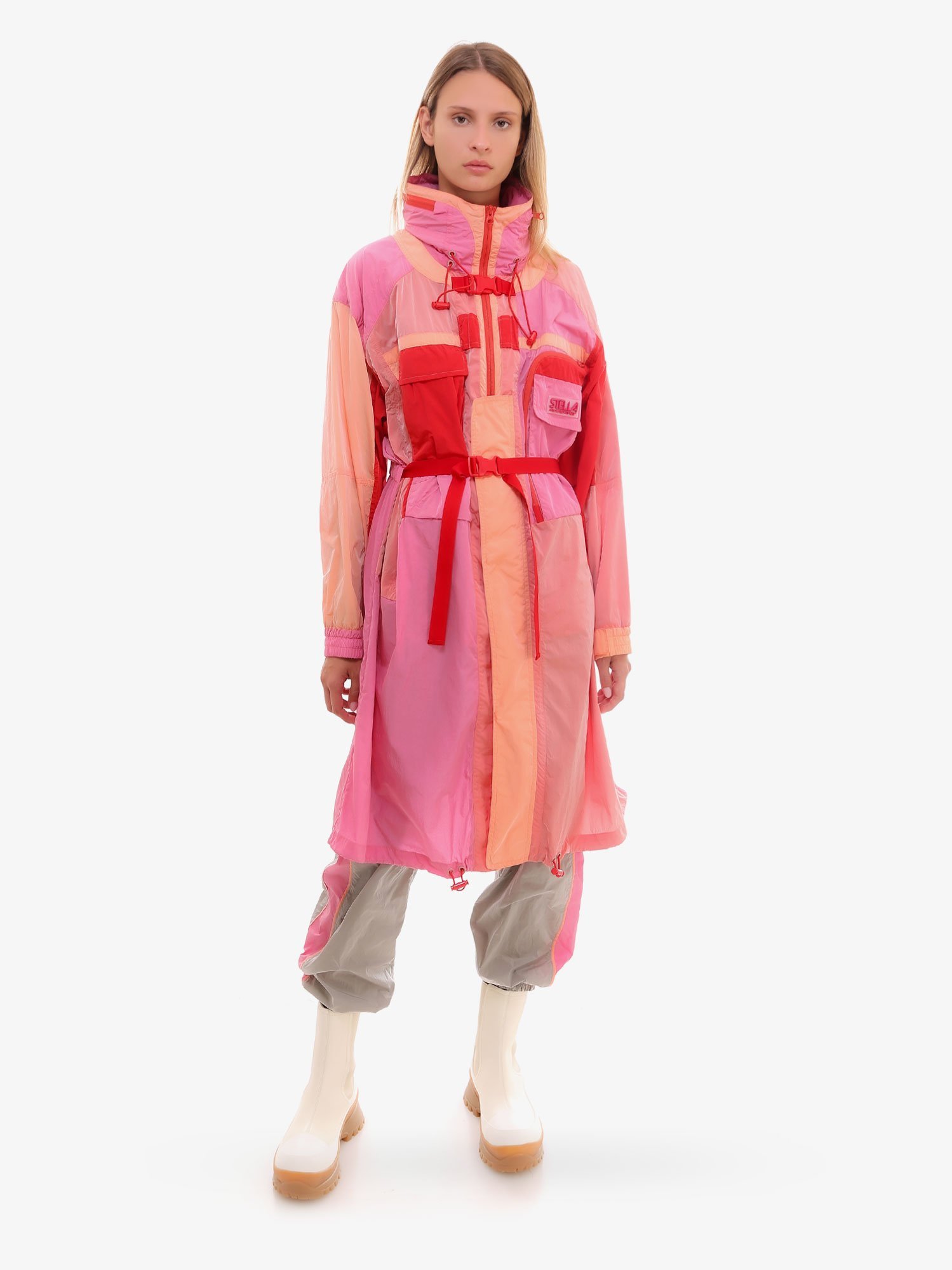 Stella Mccartney Maia Colorblock Utility Parka Jacket In Pink