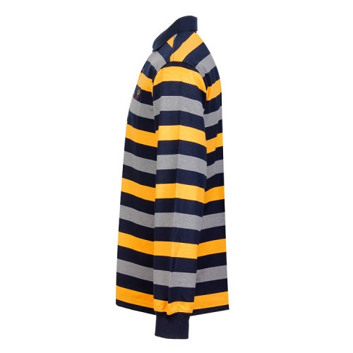 Paul & Shark Striped Long-sleeved Polo Shirt In Black