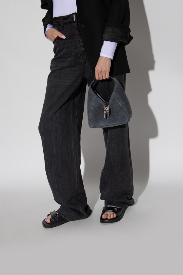 Givenchy Mini G-hobo Bag In Washed Denim In Black