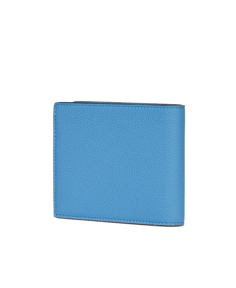 Fendi Leather Double-folded Wallet In Blue
