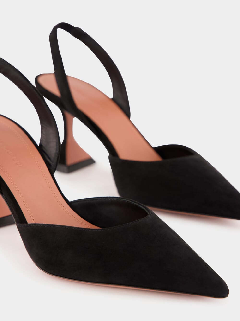 Amina Muaddi Womens Black Holli 70 Suede Slingback Heels In Black