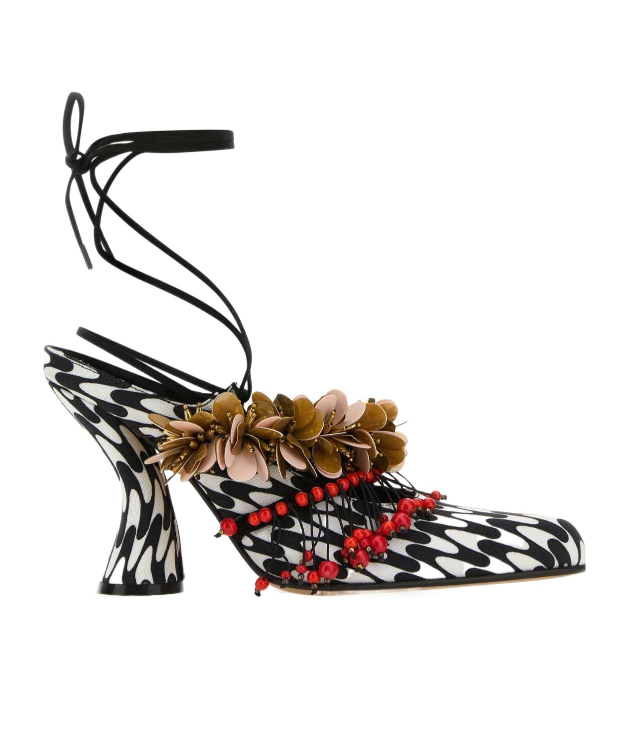 Dries Van Noten Printed Décolleté With Sequ In Black