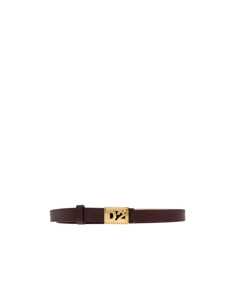 Dsquared2 Logo Belt In Wine Red