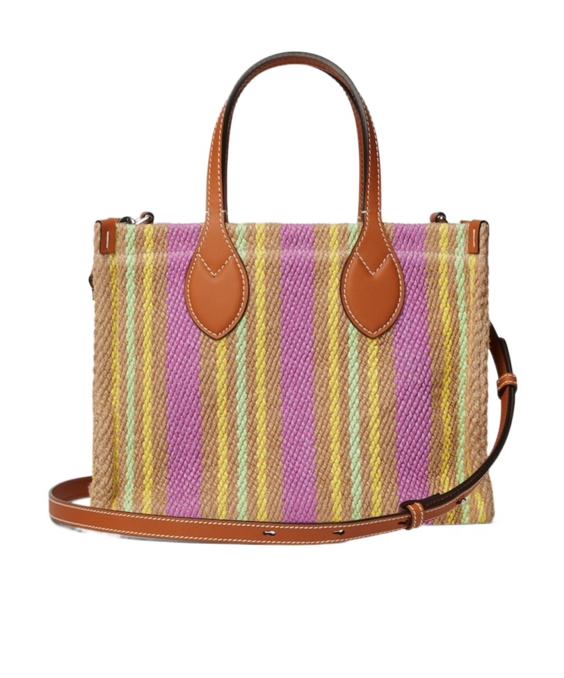 Gucci Logo-embroidered Striped Tote Bag In Brown