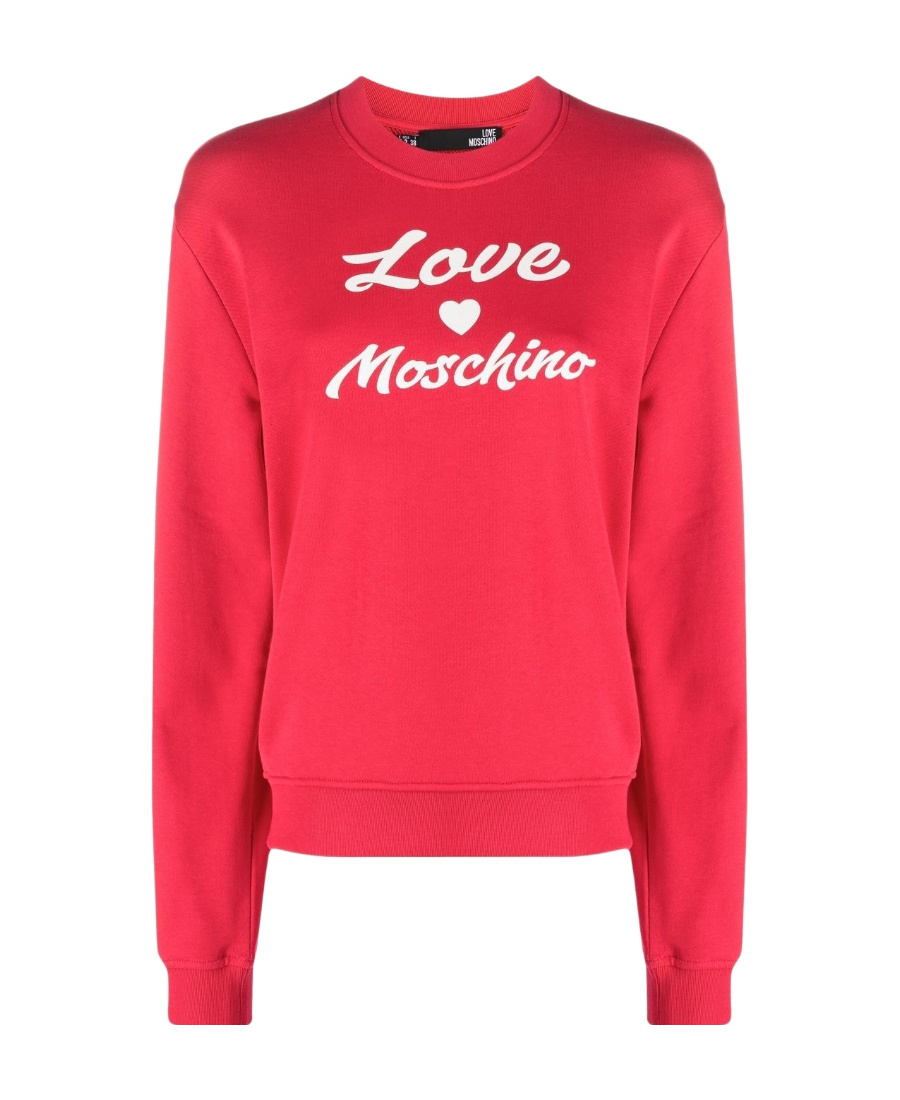 Moschino Logo-print Cotton Crew-neck Sweatshirt In Red