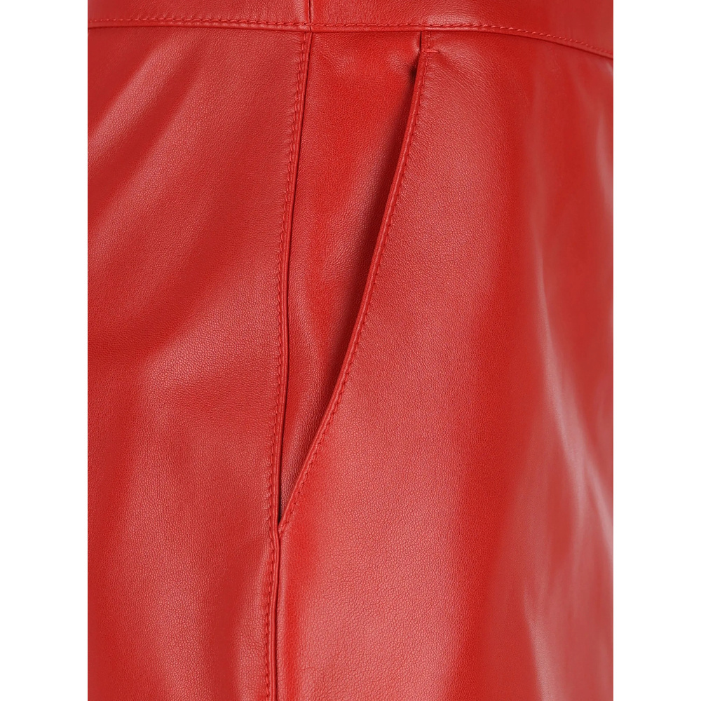 Saint Laurent Leather Midi Skirt In Red