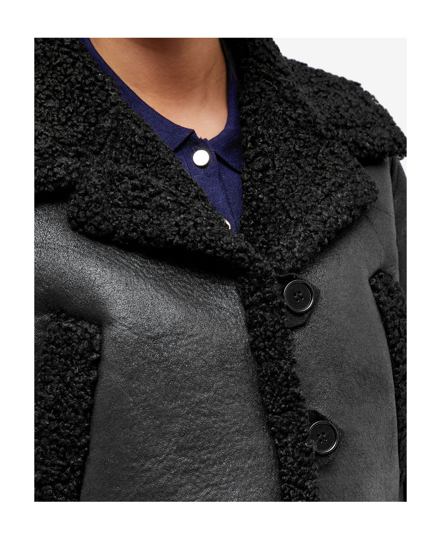 Apc Faux-leather Shearling Jacket In Black