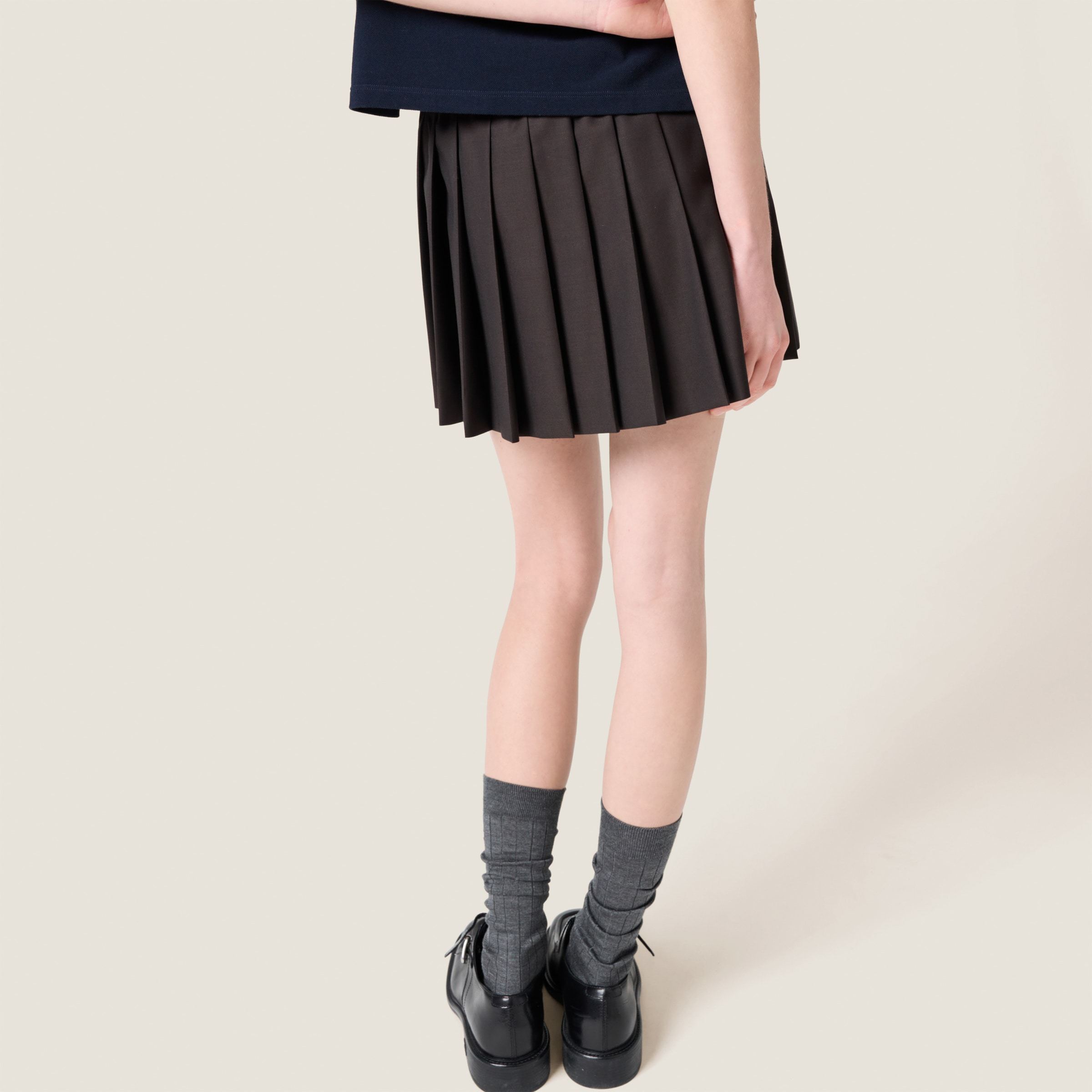 Miu Miu Drawstring Pleated Mini Skirt In Black