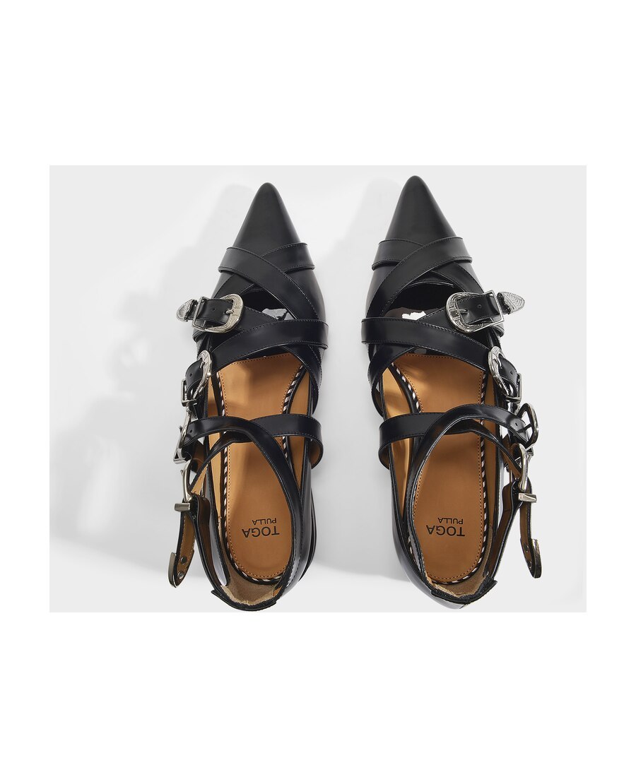 Toga Cross Strap Flat In Black