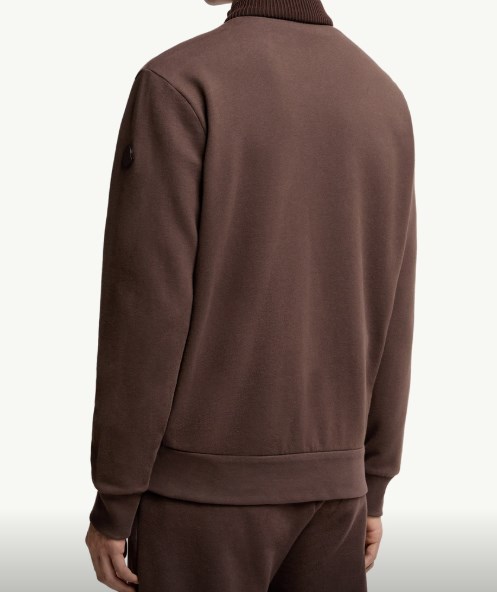 Moncler Cotton And Cashmere Zip-up Sweatshirt In Brown