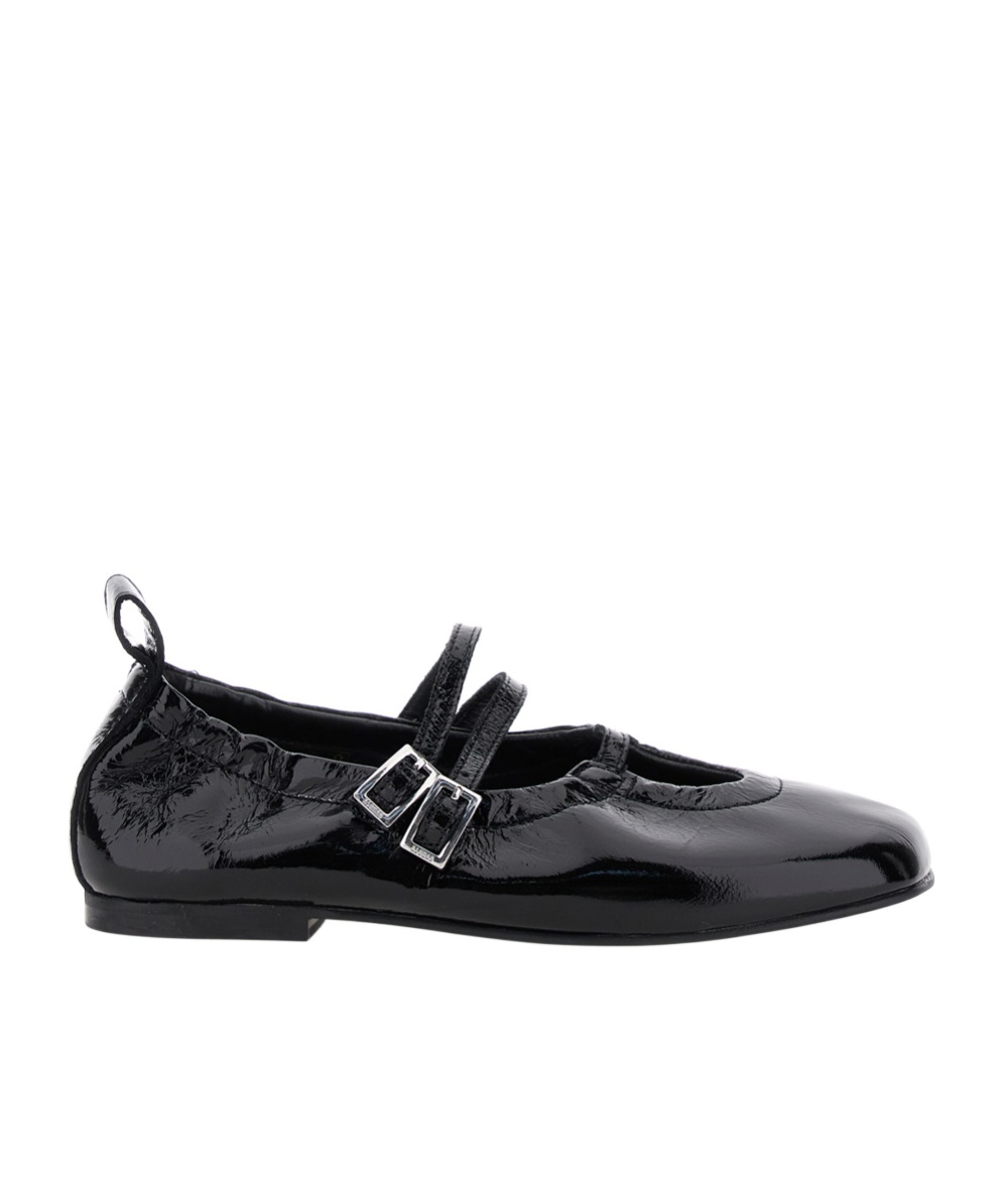 Alohas Anne Onix Black Leather Ballet Flats