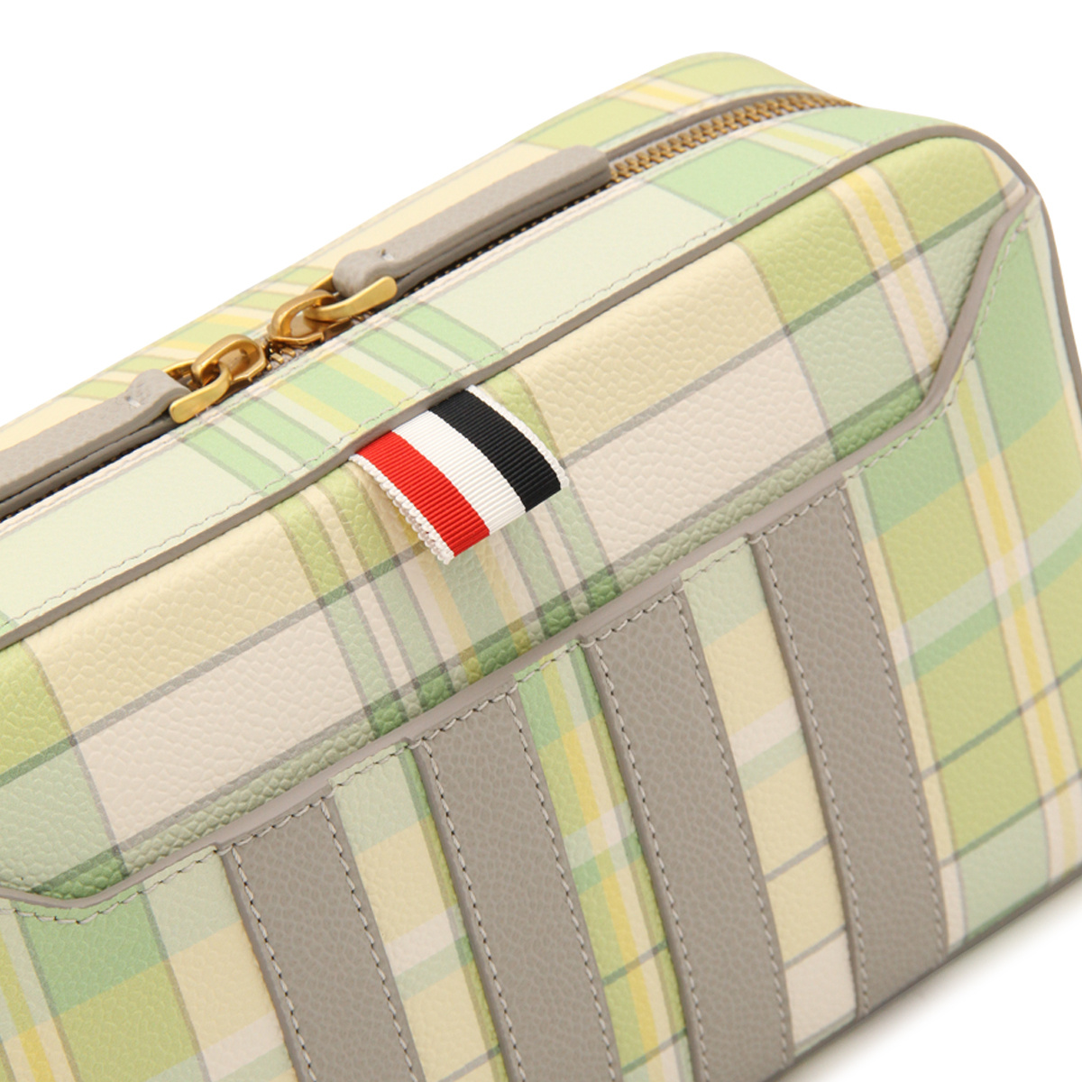Thom Browne Plaid-check Print Belt Bag In Nude