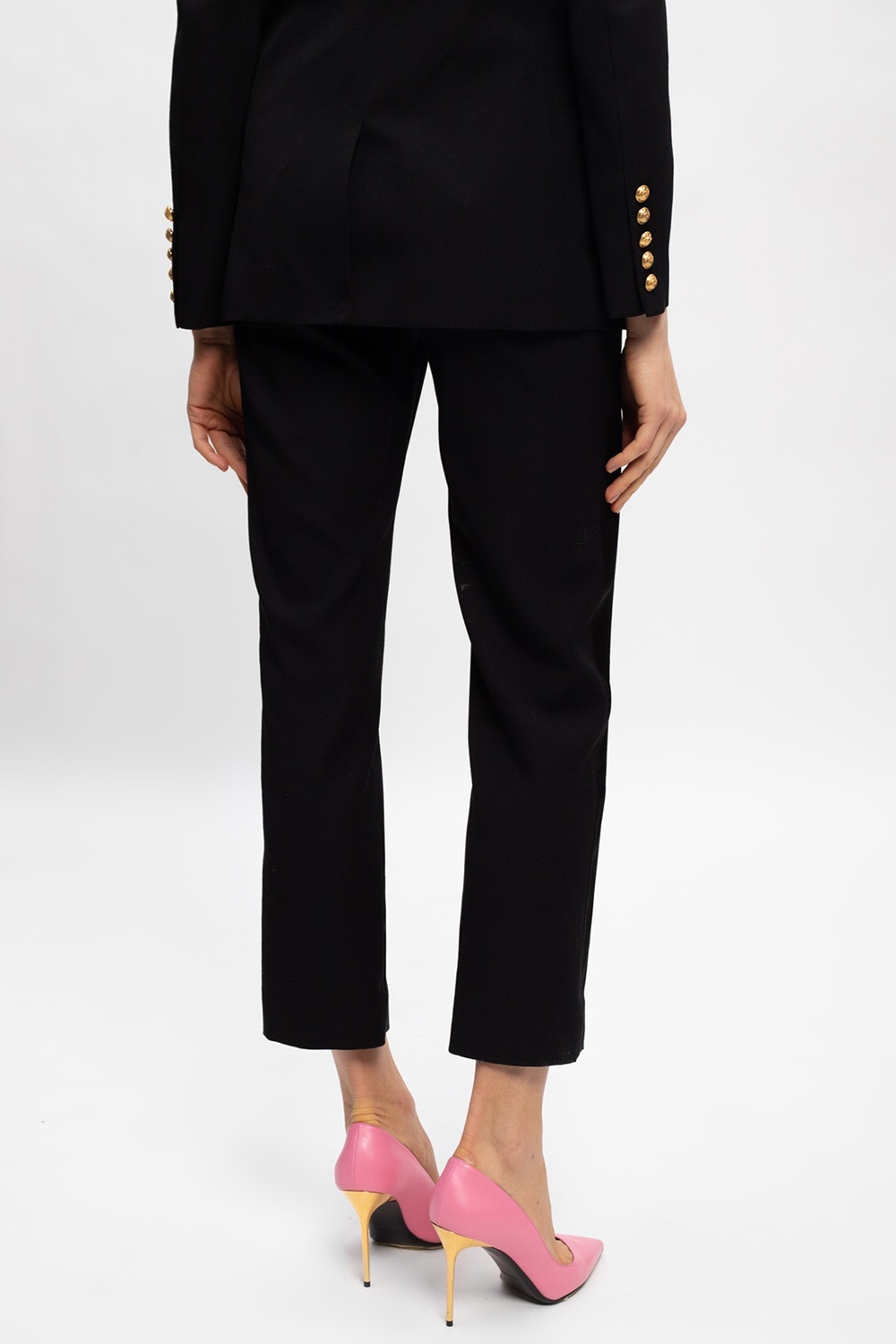 Balmain Straight-leg Wool Cropped Trousers In Black