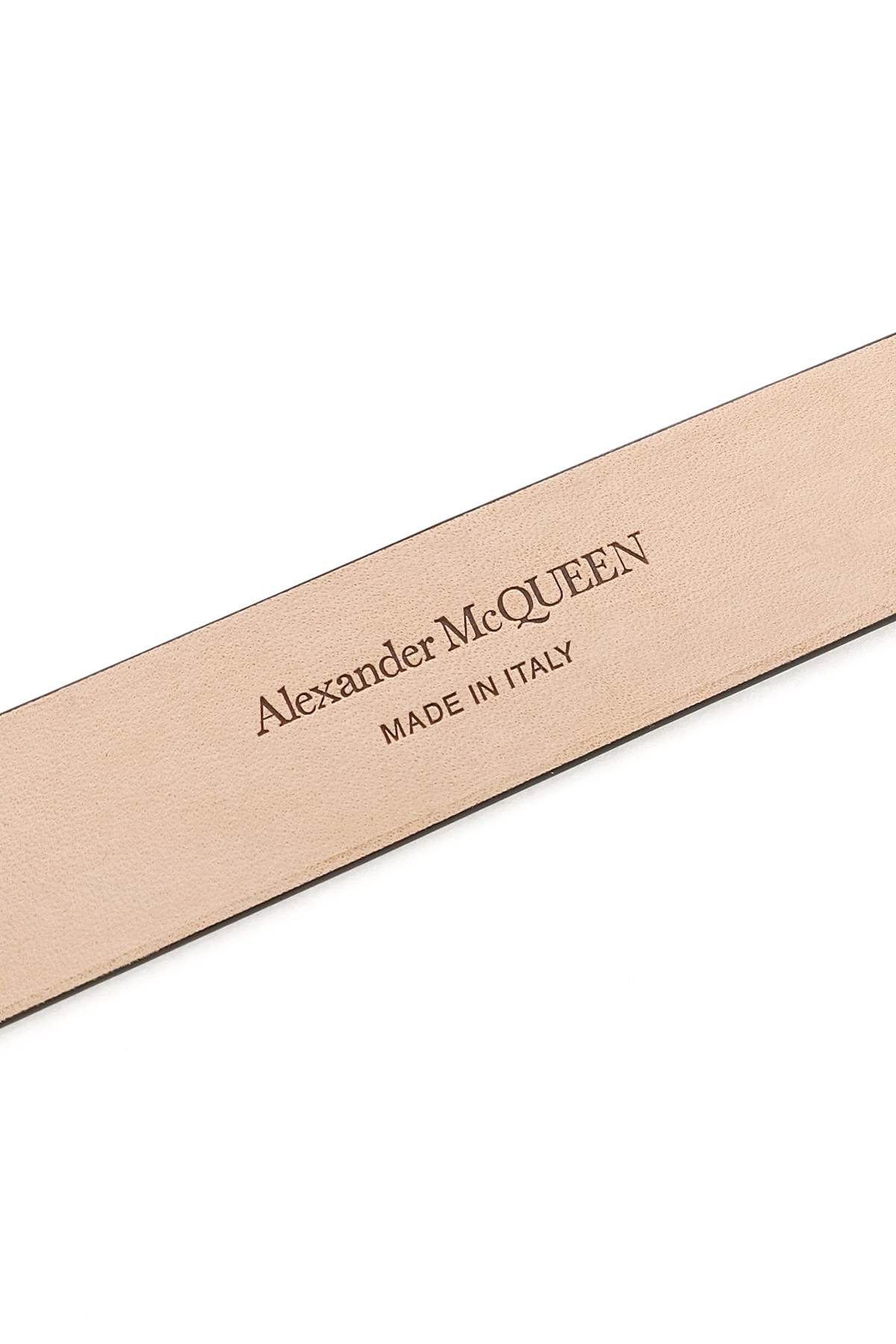 Alexander Mcqueen Skull Leather Buckle Belt In Black