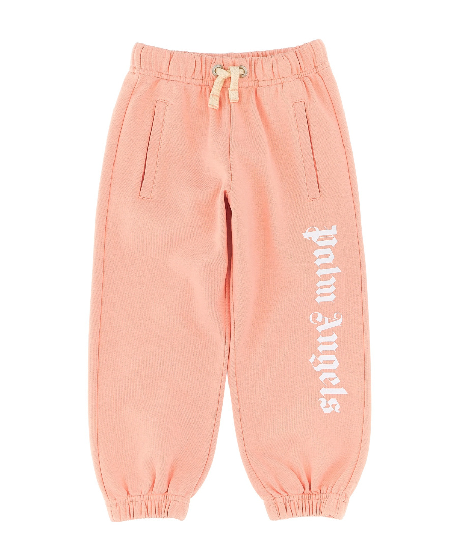 Palm Angels Kids Logo Printed Drawstring Track Pants In Nude