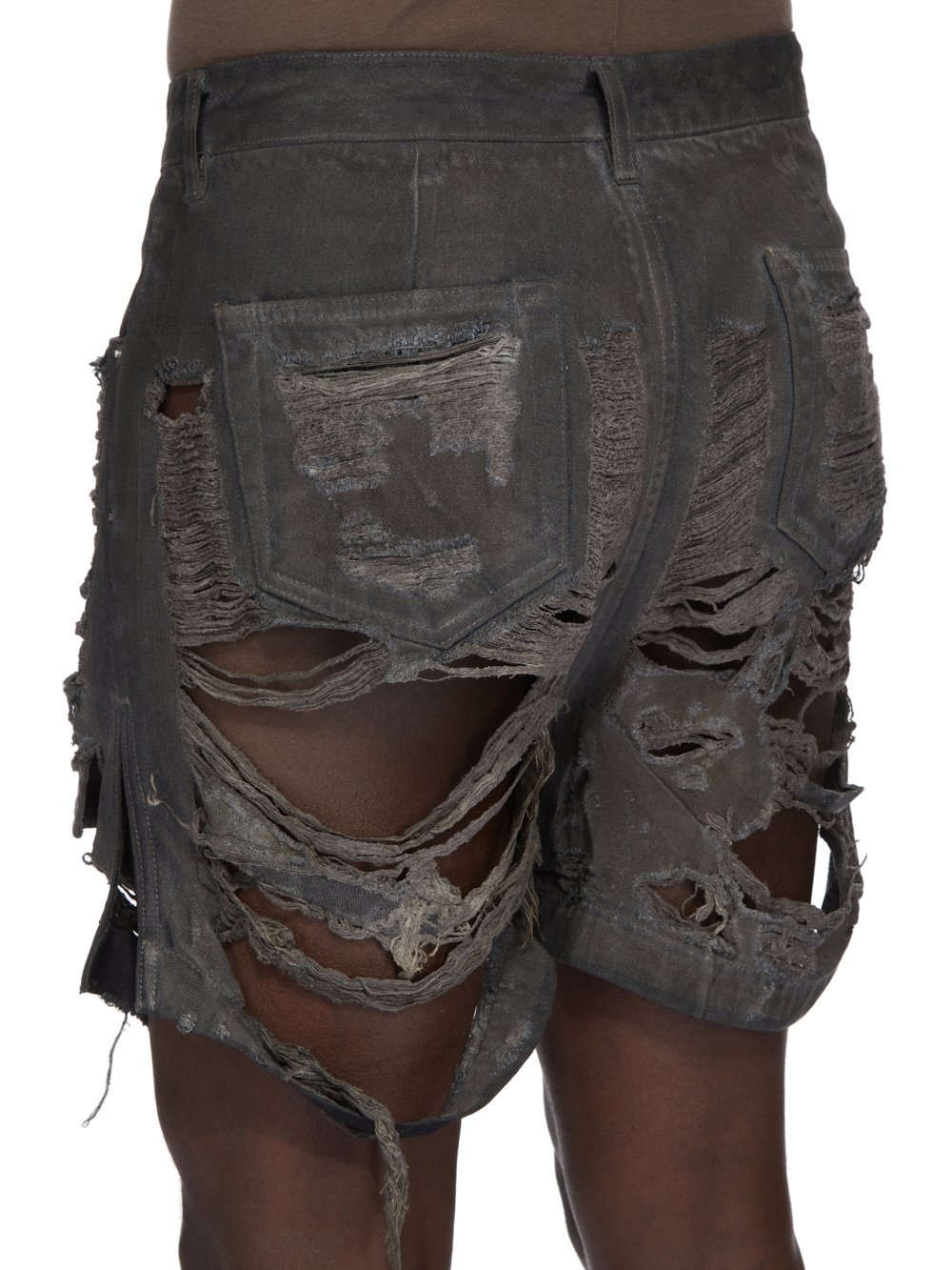 Rick Owens Drkshdw Distressed Denim Shorts In Black