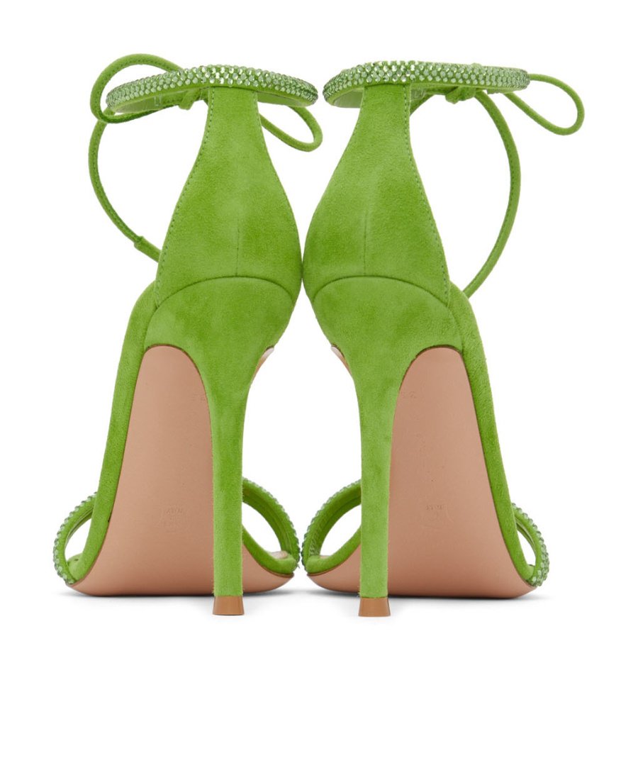 Gianvito Rossi Montecarlo Crystal Suede Ankle-tie Sandals In Green