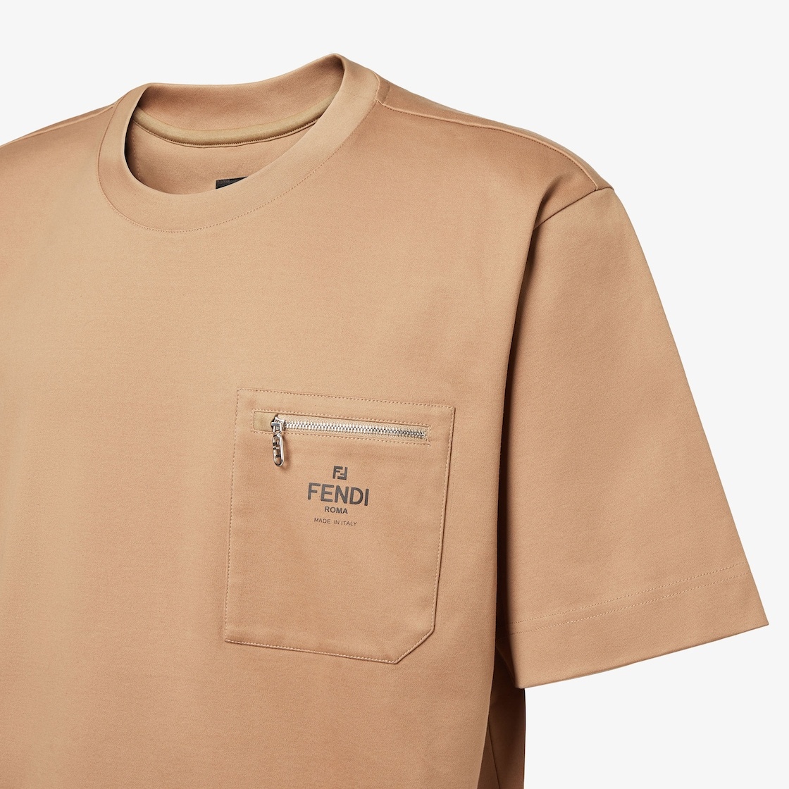 Fendi Zip-pocket T-shirt In Brown