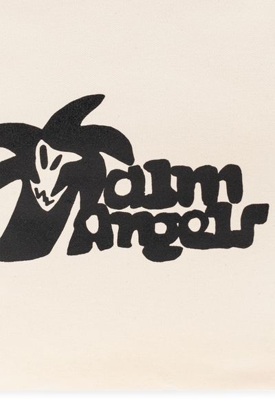 Palm Angels Logo Printed Tote Bag In White