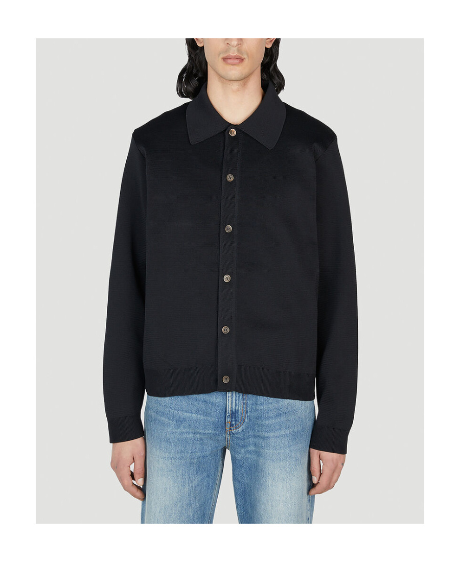 Our Legacy Classic Black Silk Shirt With Contrasting Button Closure In Black