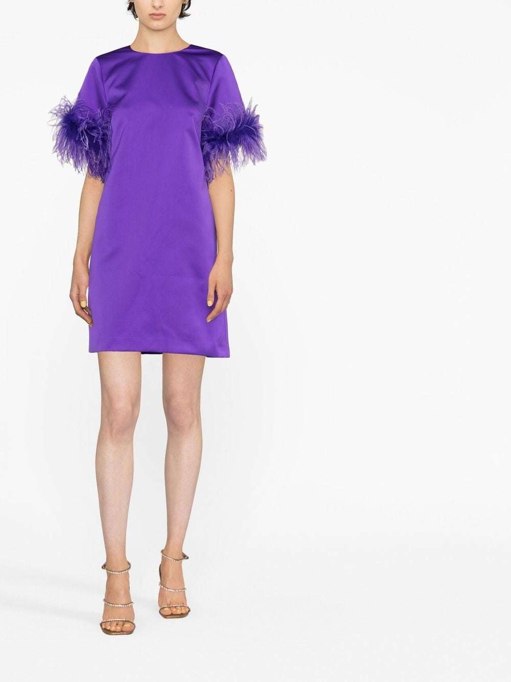 P.a.r.o.s.h Feather-trim Satin Dress In Purple