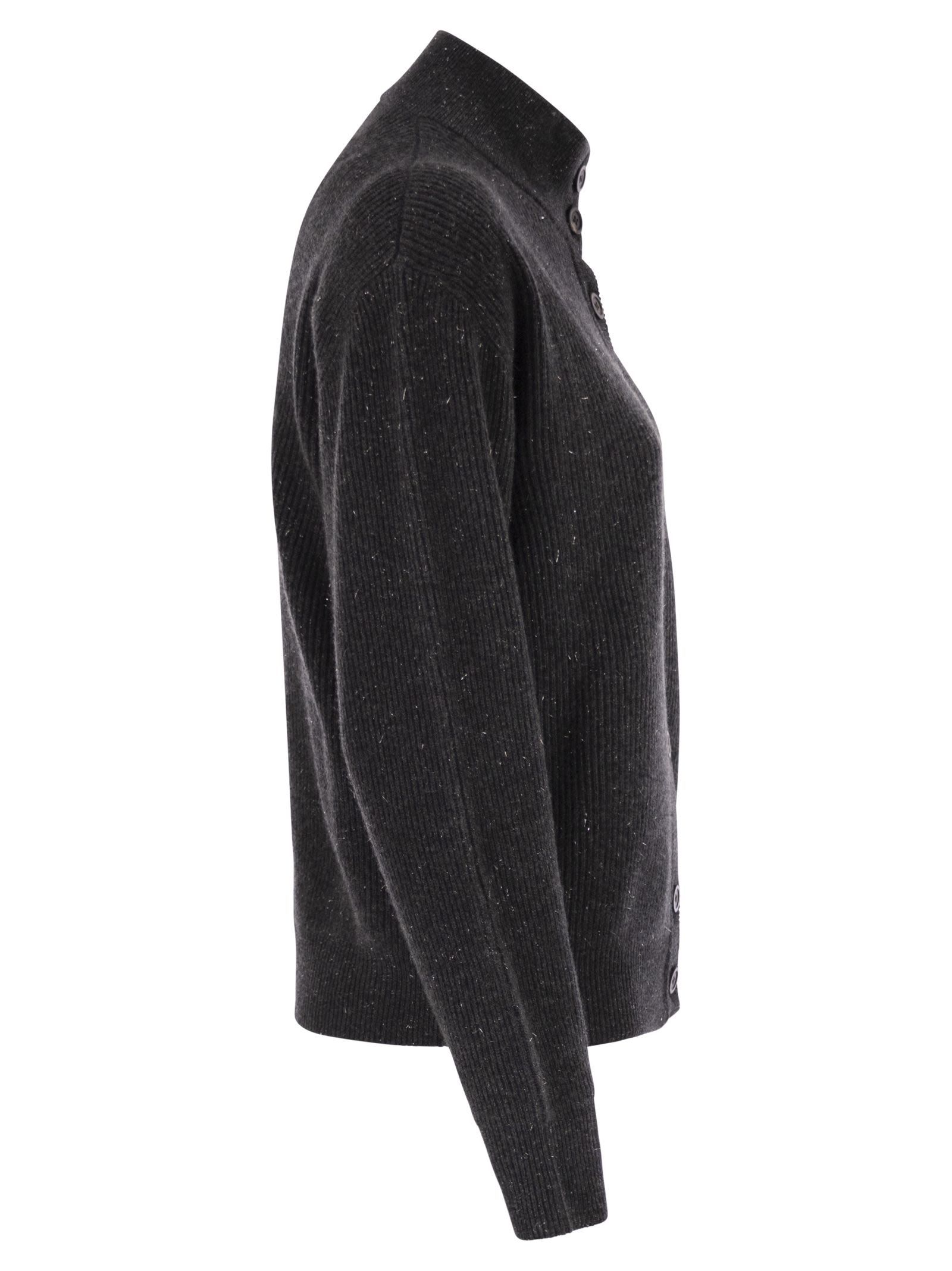 Peserico Button-up Sweater In Black