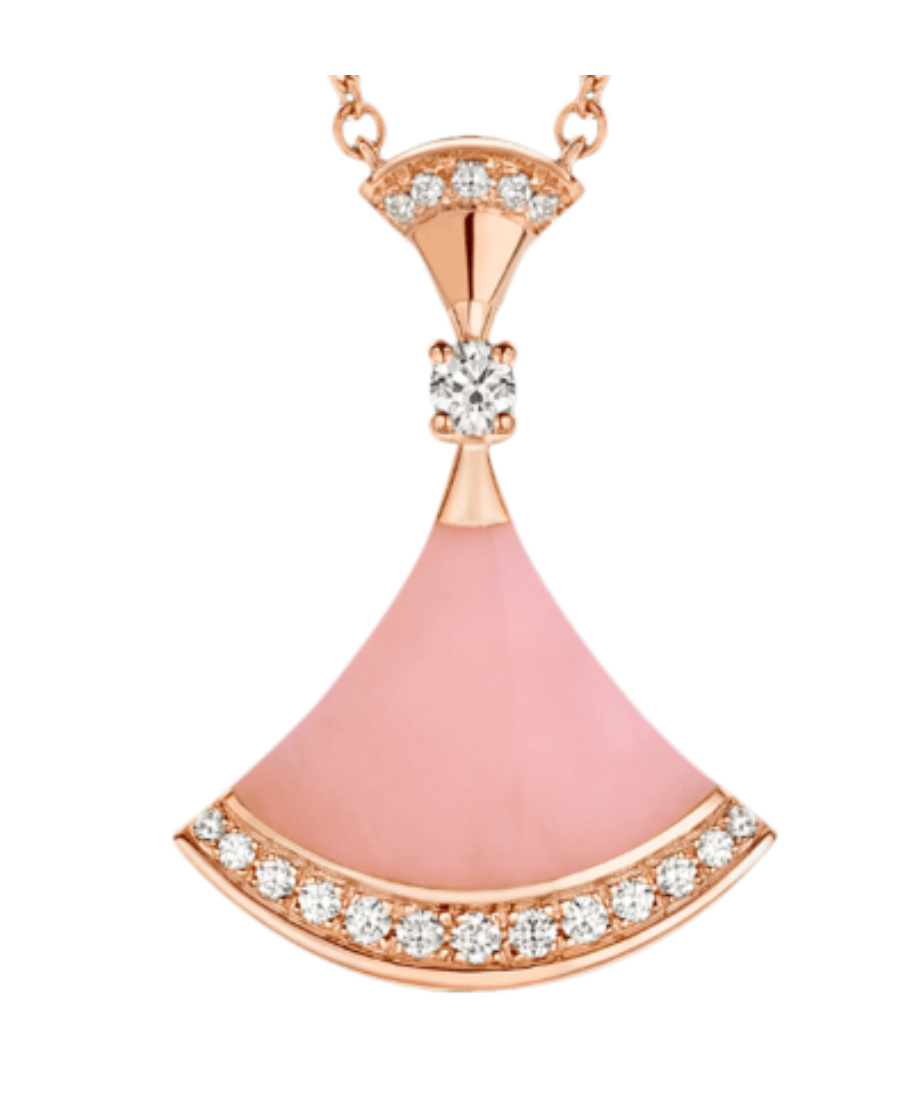 Bvlgari Diamond-encrusted Fan Pendant Necklace In Yellow