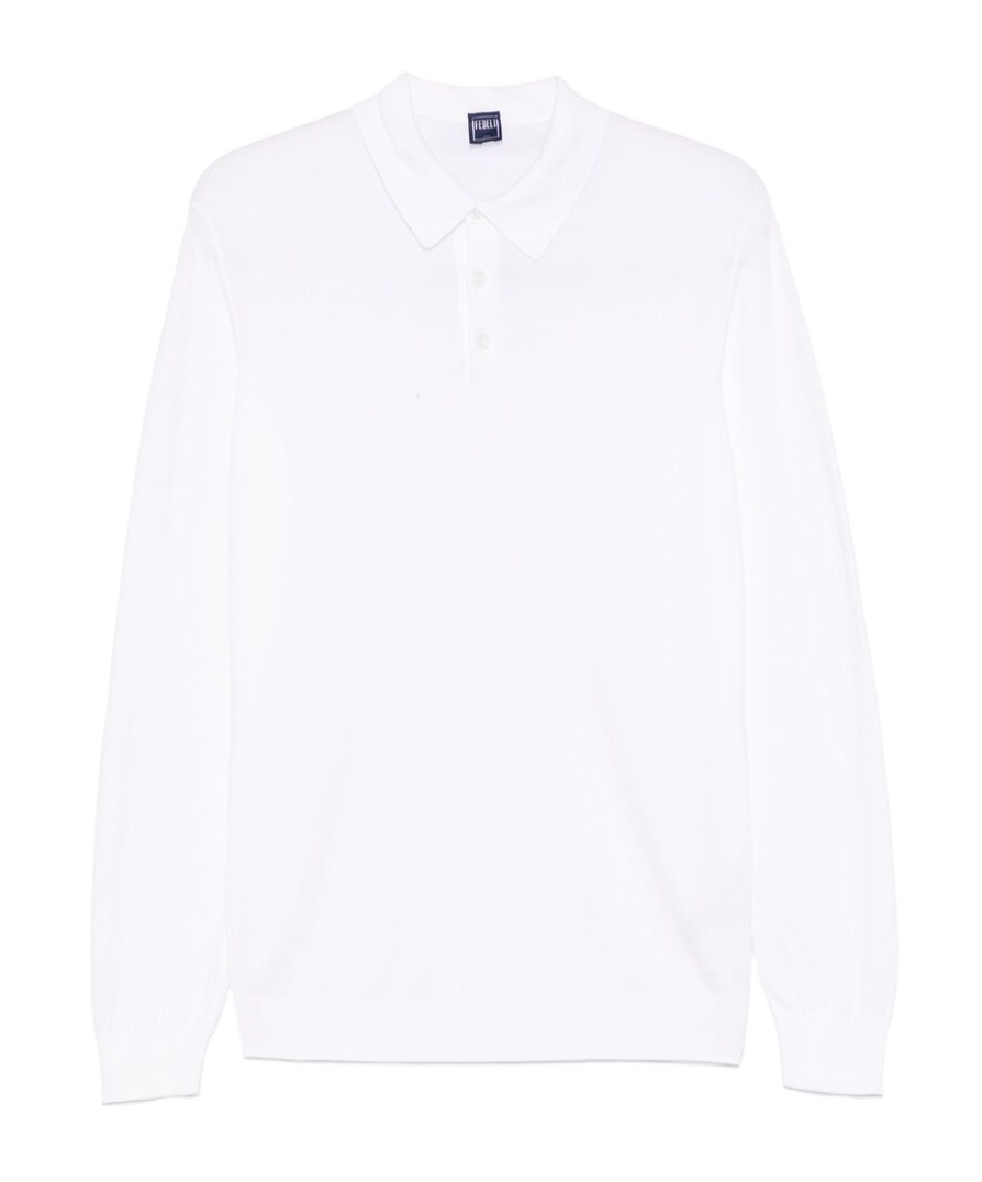 Fedeli Fine-knit Cotton Polo Shirt In White