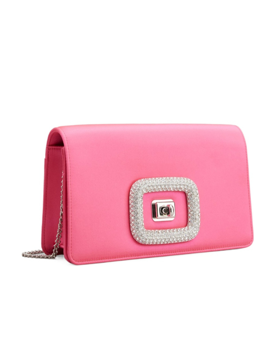 Shop Roger Vivier Viv' Choc Jewel Mini Bag In Satin In Pink