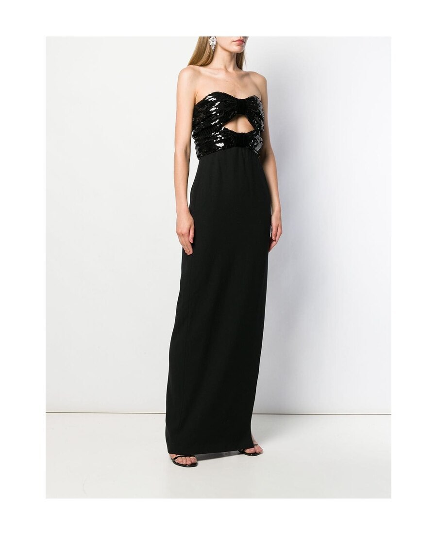 Saint Laurent Sequin-embellished Evening Gown In Black