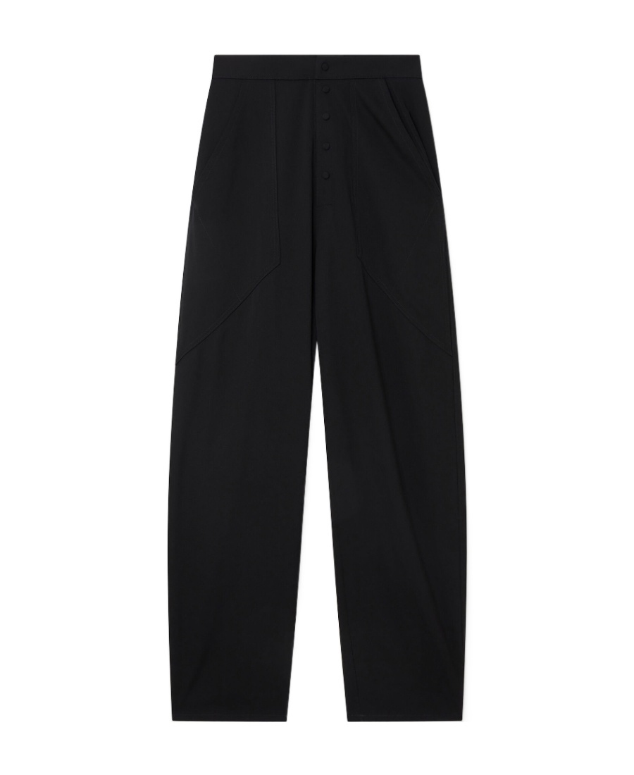 Stella Mccartney Wide-legged Wool Casual Trousers In Black