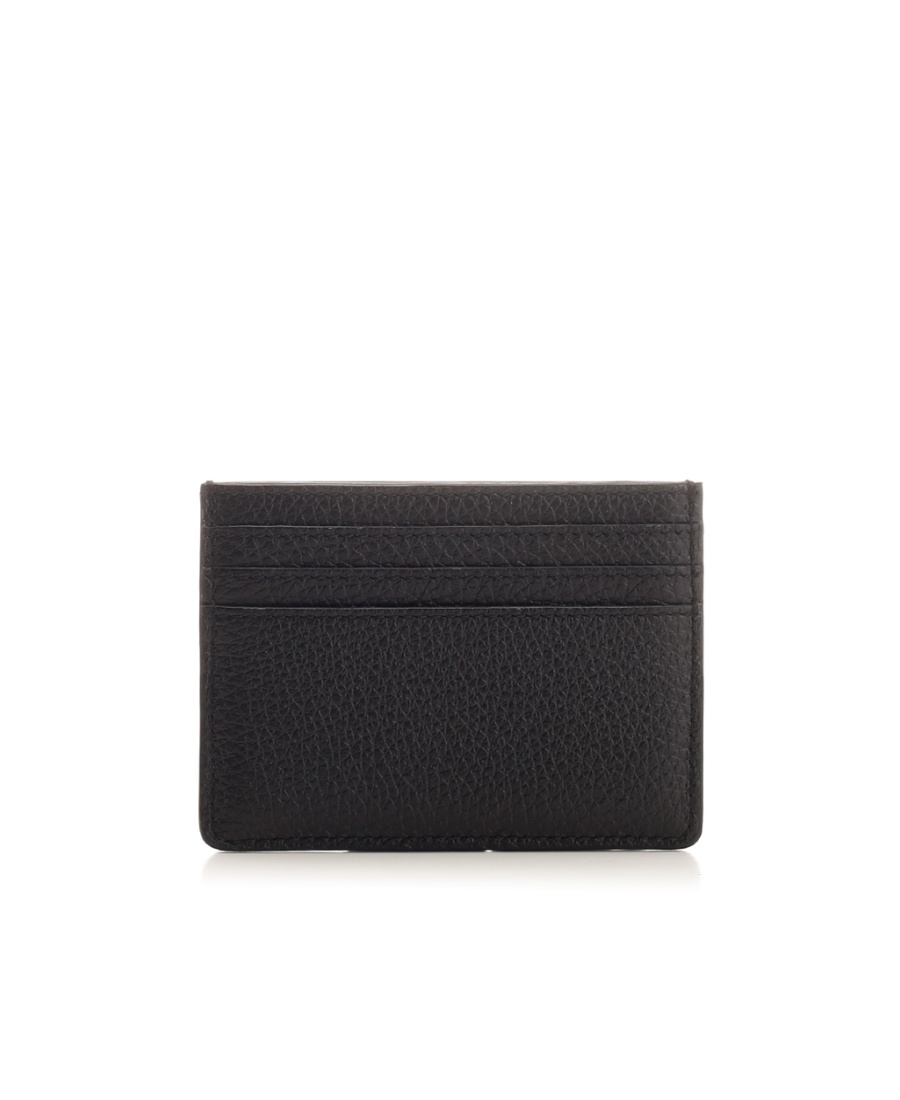 Valentino Vlogo Signature Leather Cardholder In Black