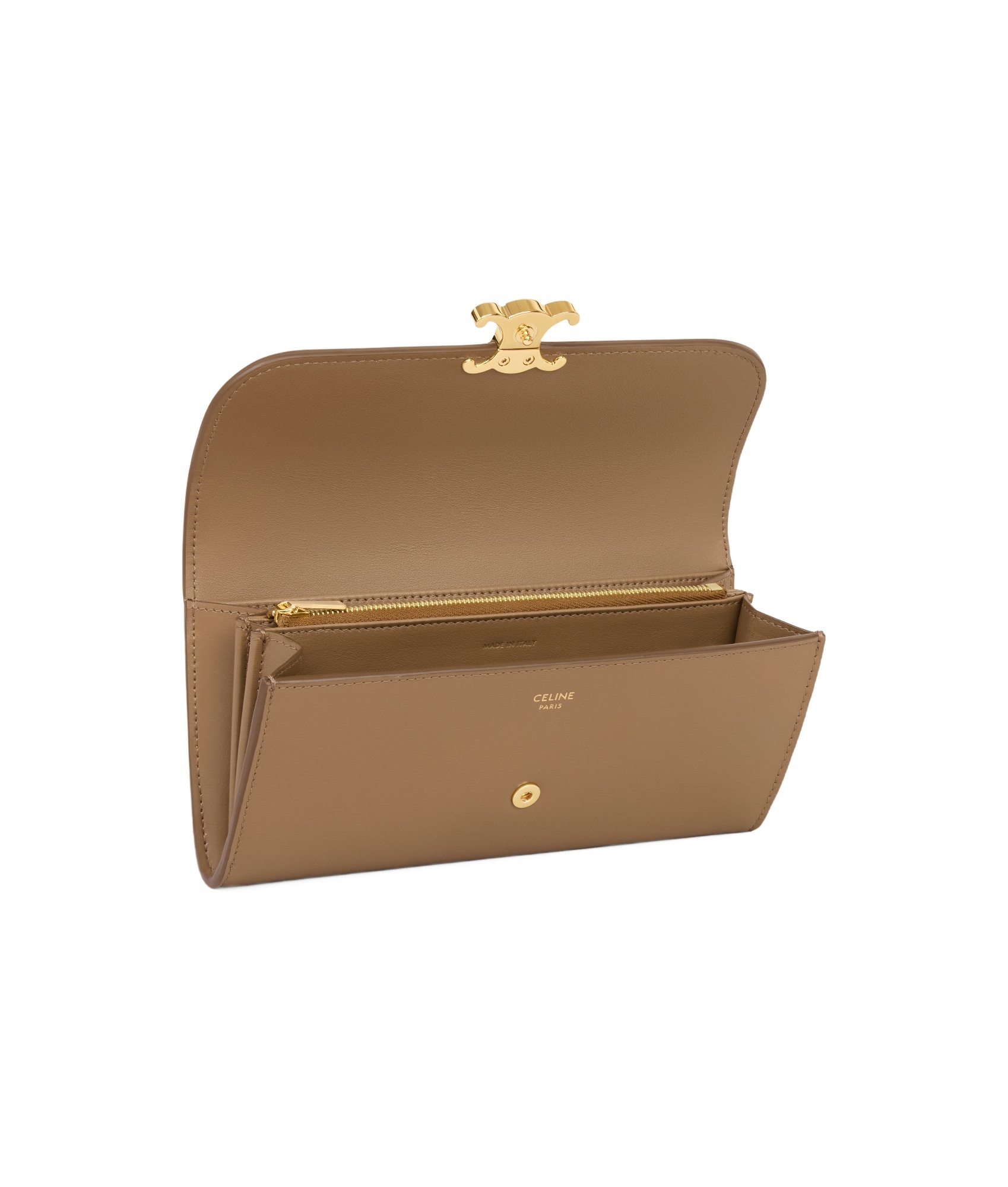Celine Large Trimphe Wallet In Dark Tan