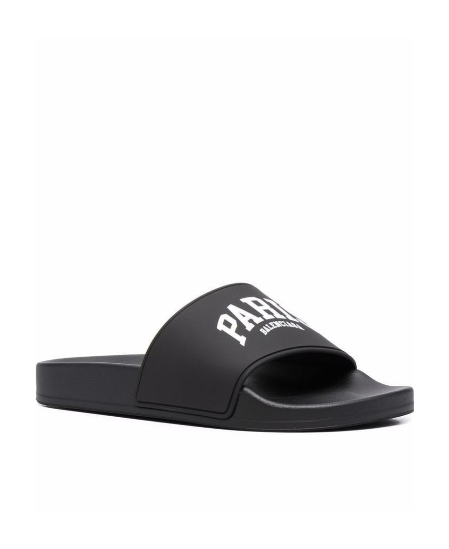 Balenciaga Logo-print Slides In Black