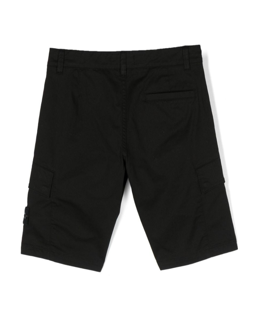Stone Island Logo-patch Cargo Shorts In Black
