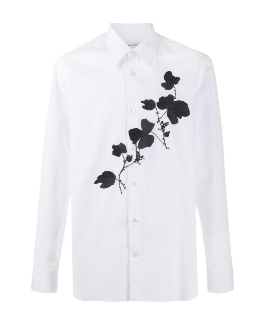 Alexander Mcqueen Floral Long-sleeved Shirt In White