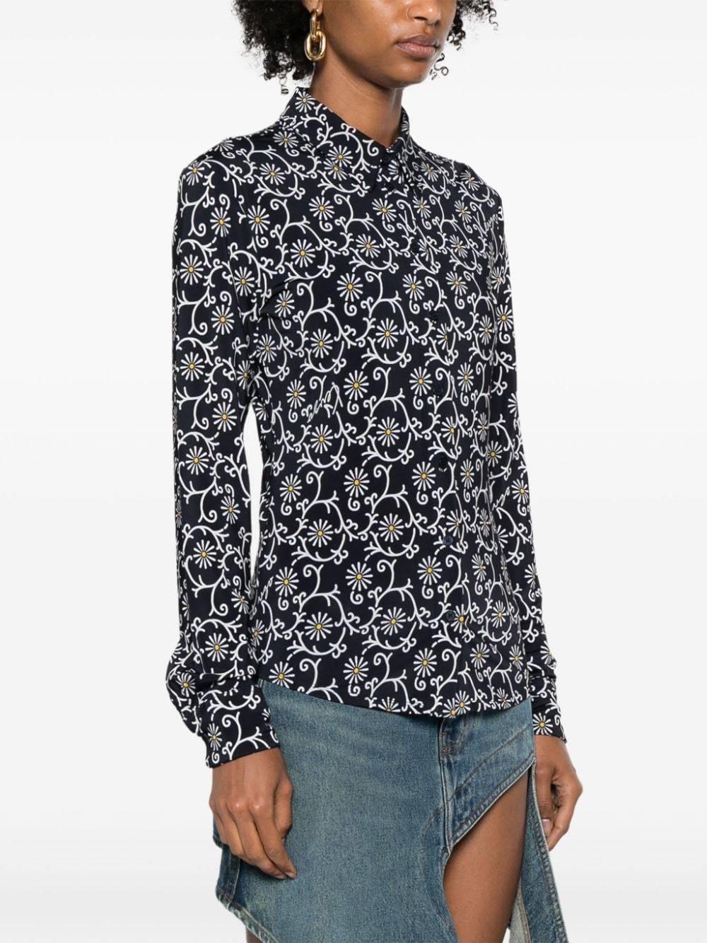 Kenzo Floral Print Long Sleeve Top In Black
