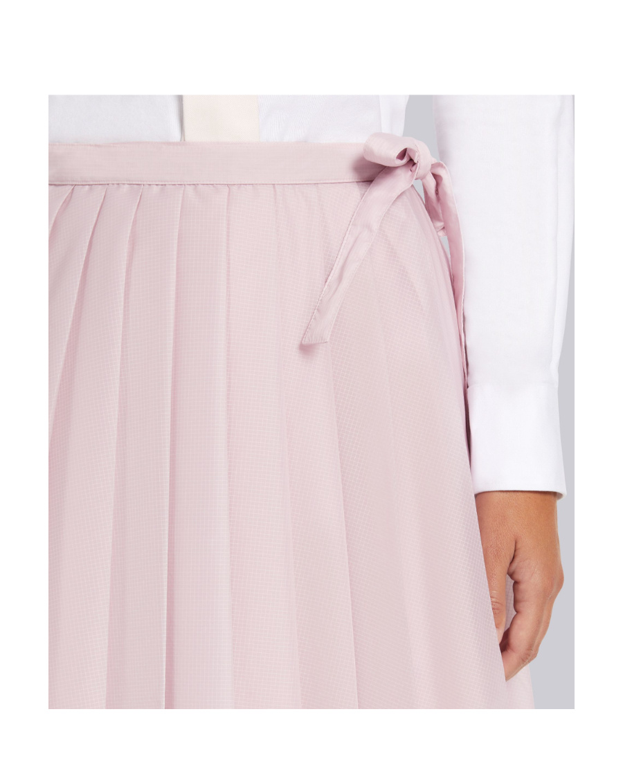 Shop Thom Browne Pleated Midi Skirt In Pink