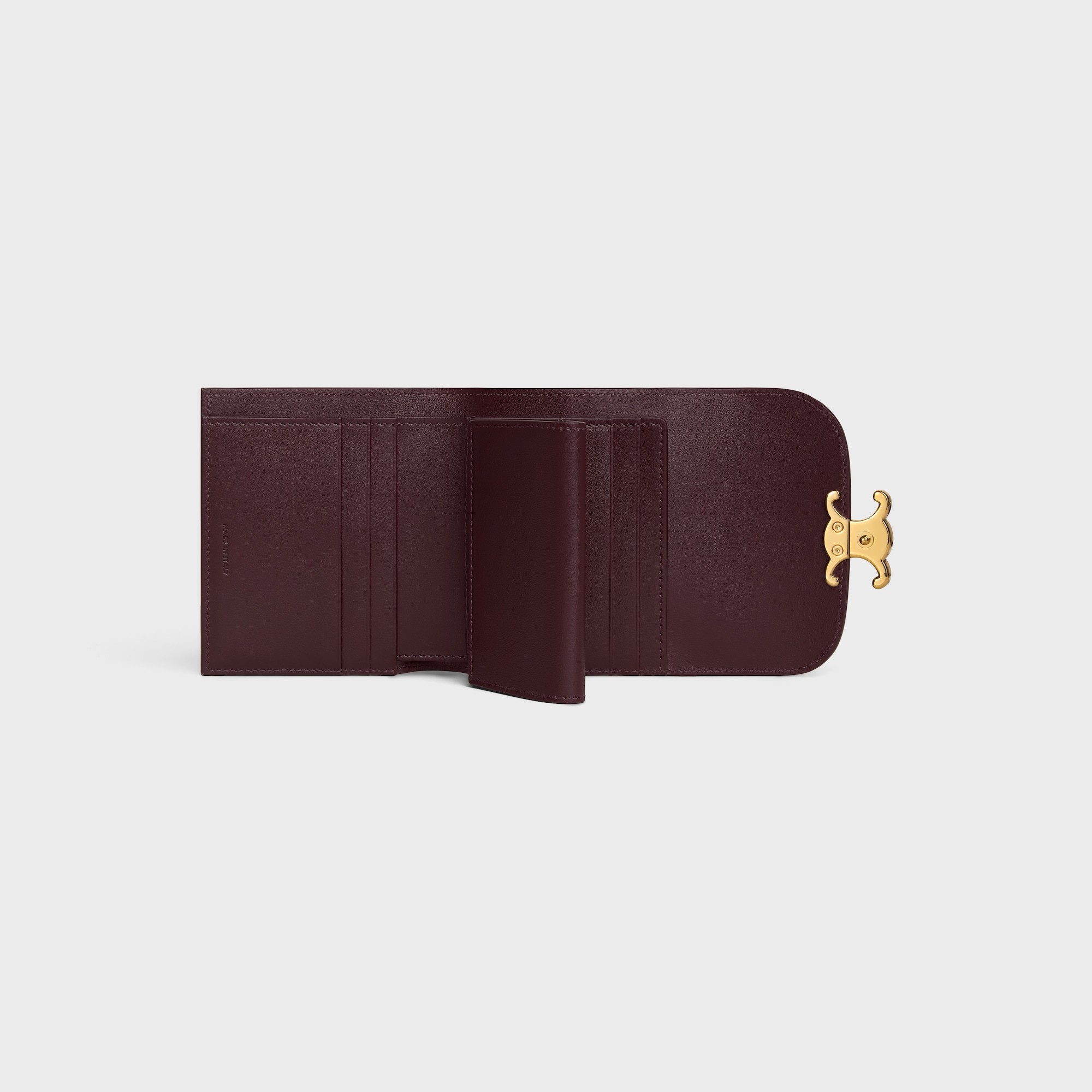 Celine Triomphe Small Flap Wallet In Burgundy