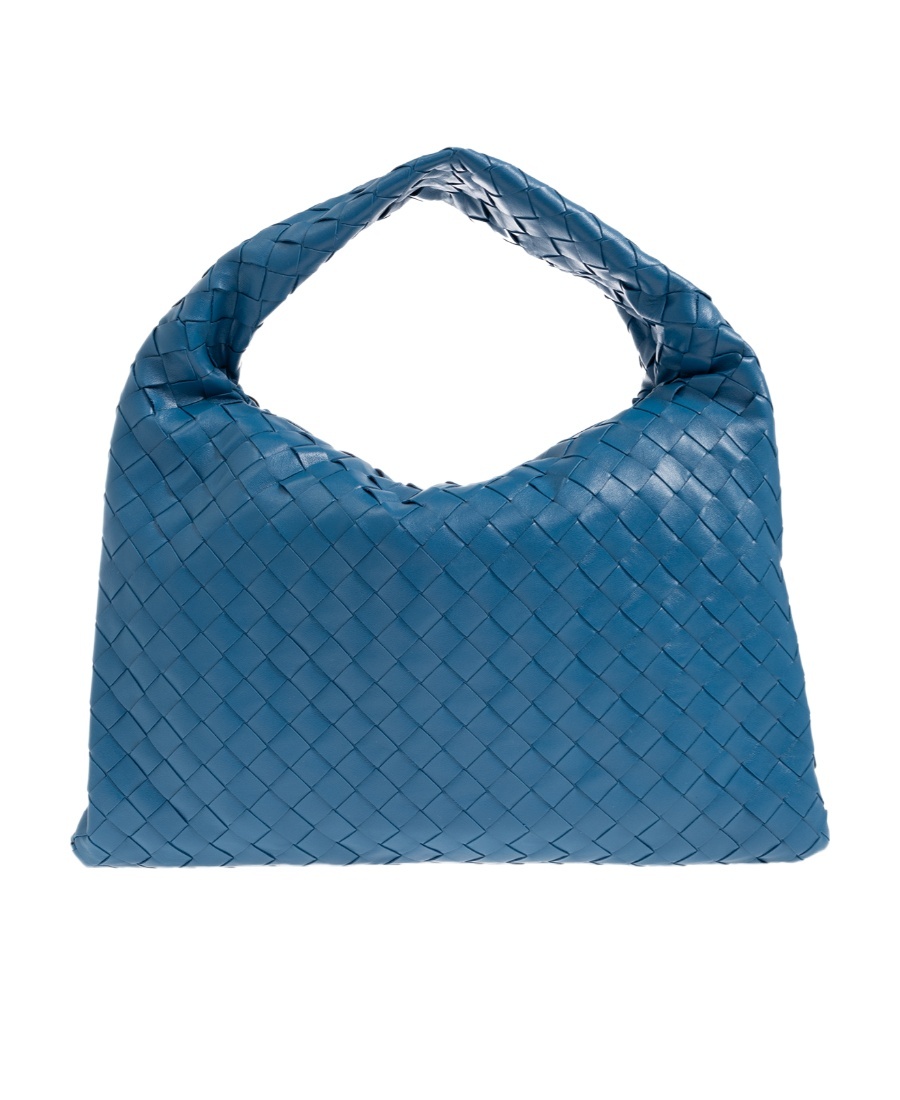Bottega Veneta Small Hop Top Handle Bag In Intrecciato Leather In Blue
